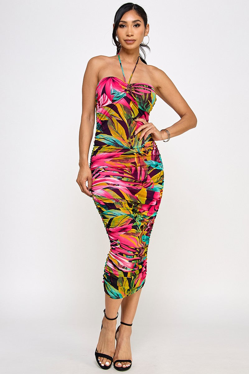 Palm Paradise Halter Dress