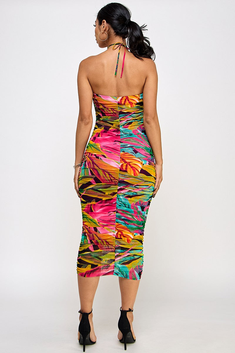 Palm Paradise Halter Dress