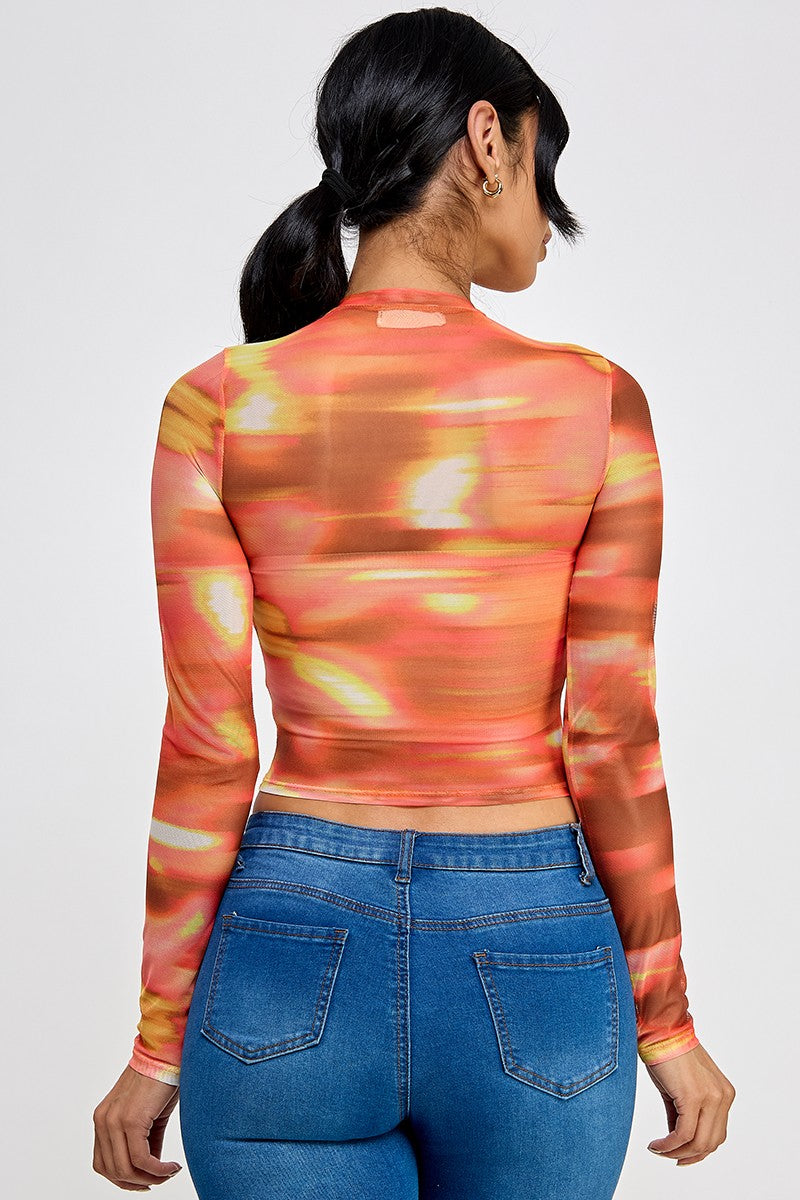 Vibrant Sunset Mesh Shirt