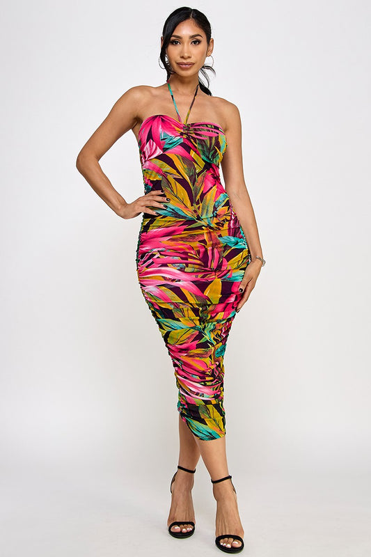 Palm Paradise Halter Dress