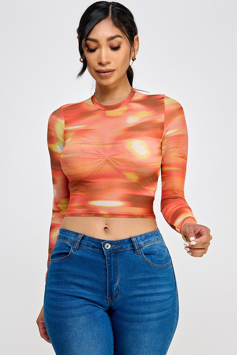 Vibrant Sunset Mesh Shirt