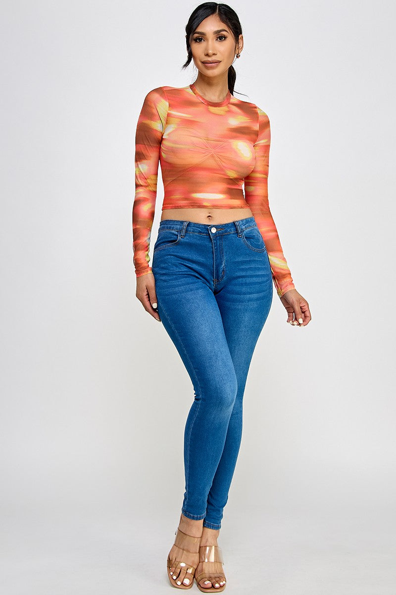 Vibrant Sunset Mesh Shirt