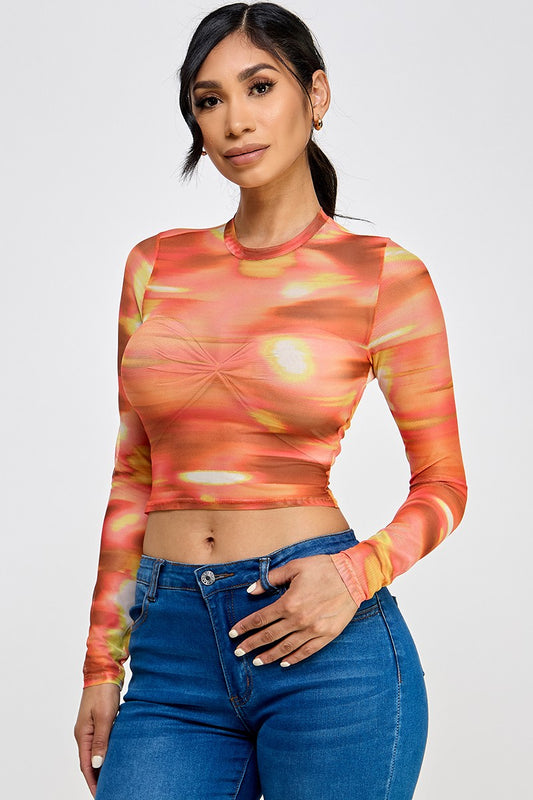 Vibrant Sunset Mesh Shirt